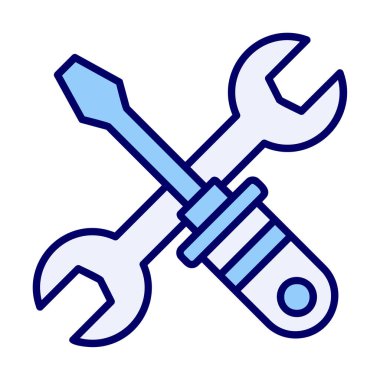 İngiliz anahtarı ve tornavida ikonu. Web için araç vektör simgesinin özet çizimi                              