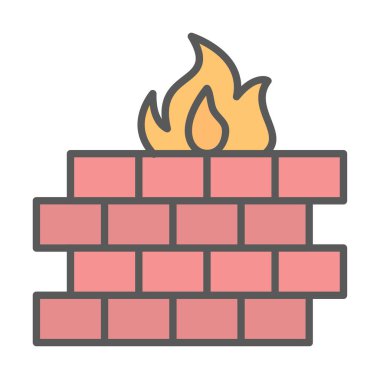 Şömine simgesinin vektör illüstrasyonu 