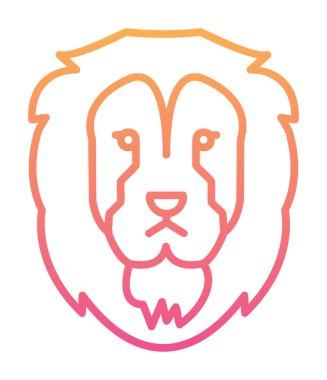 Aslan başı düz simgesi, vektör illüstrasyonu