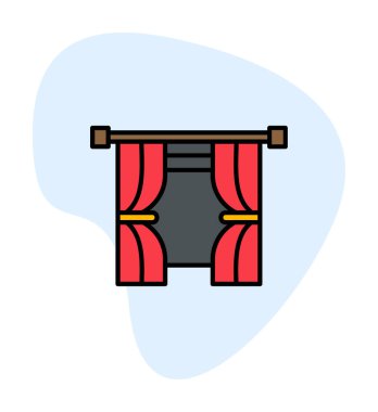 Tiyatro perdeleri simgesi, vektör illüstrasyonu 