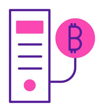 Bitcoin Madeni İşlemcisi (BTC) simgesi, vektör illüstrasyonu 