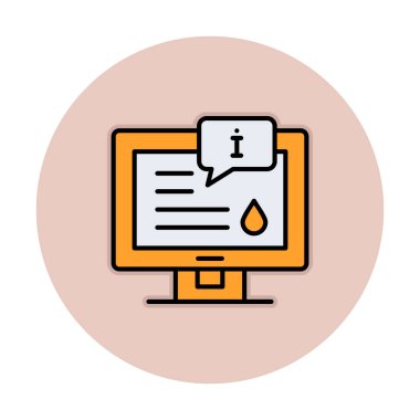 Bilgi simgesi vektör illüstrasyonlu bilgisayar ekranı