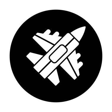 Jet Fighter ikonu. Askeri uçak uçuşu. vektör illüstrasyonu