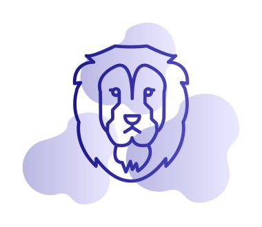 Aslan başı düz simgesi, vektör illüstrasyonu