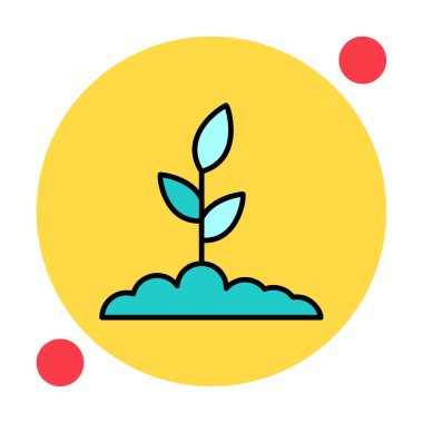 Yapraklı saksıda bitki, vektör çizimi 