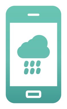 Akıllı telefon web simgesi üzerindeki hava durumu uygulaması, vektör illüstrasyonu 