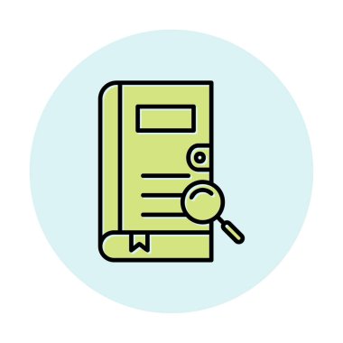 Büyüteç vektör çizimi olan bir kitap. Arama Kitabı kavramı                  