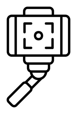 Akıllı telefon web simgesi, vektör illüstrasyonlu selfie çubuğu 