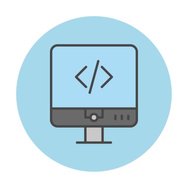 Kodlama. Web simgesi basit illüstrasyon                  