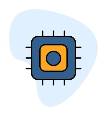 Basit düz işlemci çizgisi vektör simgesi tasarımı