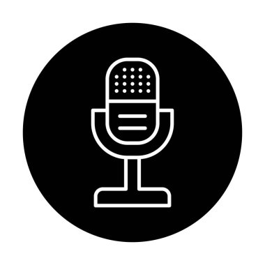 mikrofon simgesi uzun mavi arkaplanda izole edildi.