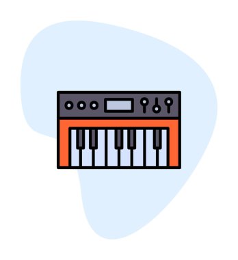  Basit Sentezleyici müzik simgesi vektör illüstrasyonu