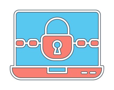 Basit düz Ransomware bilgisayar simgesi çizimi  