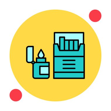 Sigara ve daha hafif ikonlu tütün sembolü, vektör illüstrasyonu 