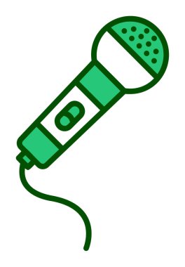 mikrofon simgesi uzun mavi arkaplanda izole edildi.