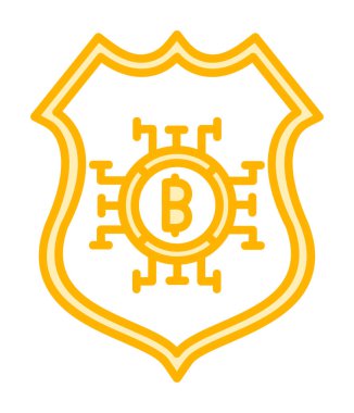 Basit düz bitcoin ve Kalkan vektör simgesi