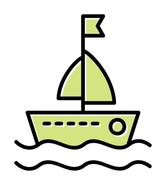 Basit düz yelkenli simgesi çizimi 