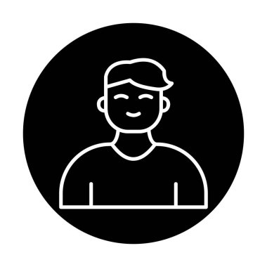 Saç stili vektör çizimi olan genç erkek avatar. 