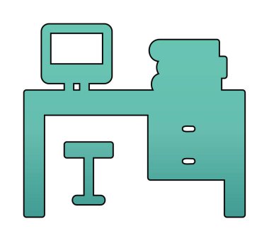 ofis masası simgesi, basit vektör illüstrasyonu