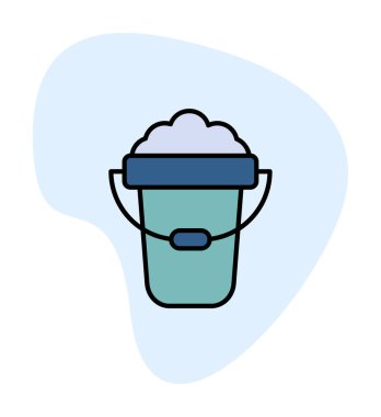 Köpük simgesi olan kova, vektör illüstrasyonu  