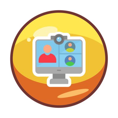 Basit çevrimiçi toplantı simgesi, vektör illüstrasyonu