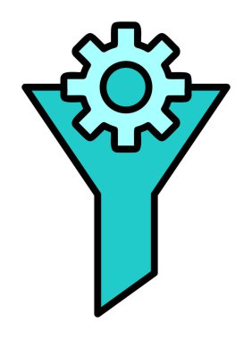 Vites simgesiyle filtre hunisi, vektör illüstrasyonu