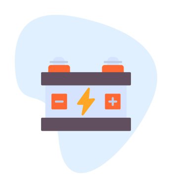 Araba aküsü simgesi. Ağ için Kataloglayıcı imza vektör simgesinin düz çizimi.