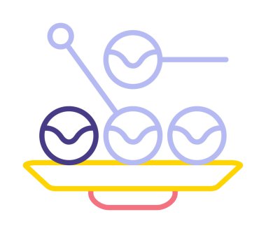 Basit Takoyaki Japon yemek ikonu, vektör illüstrasyonu