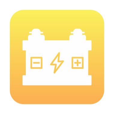 Araba aküsü simgesi. Ağ için Kataloglayıcı imza vektör simgesinin düz çizimi.