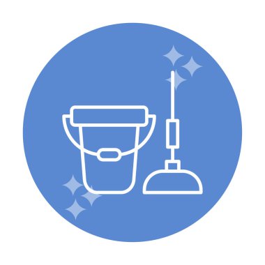 kova ve paspas simgesi, vektör illüstrasyonu  