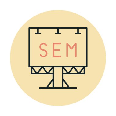SEM ile Billboard simgesinin vektör illüstrasyonu  