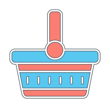 piknik sepeti web simgesi, vektör illüstrasyonu 