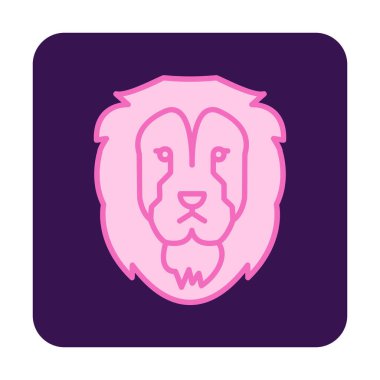 Aslan başı düz simgesi, vektör illüstrasyonu