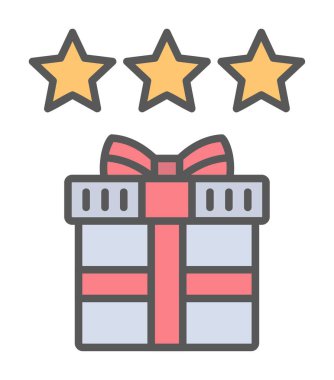 hediye ve Gözden Geçir vektör düz renk simgesi