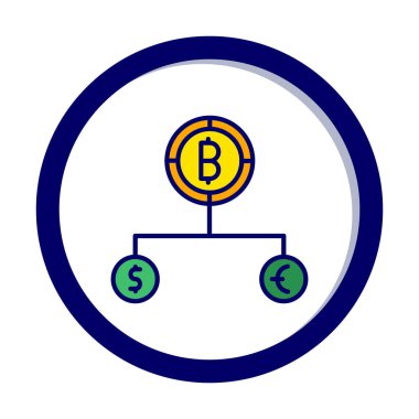 Para birimi yapısını bitcoin, dolar ve avro sembolleriyle böl 