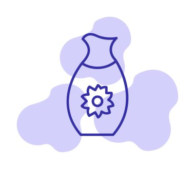 Vektör illüstrasyonu, sakeli kavanoz ikonu, Japon geleneksel alkol içeceği. 