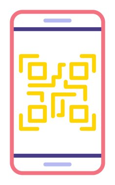 Akıllı Telefon Ekran Web simgesi Qr Kodu, vektör illüstrasyonu 
