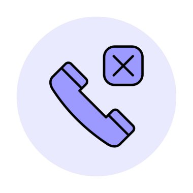 düz basit arama telefonu Reddedilmiş simge vektör illüstrasyonu 