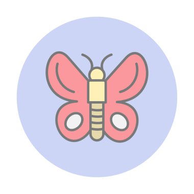 Kelebek Vektör Simgesi Düz Çizim 