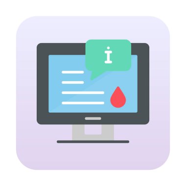 Bilgi simgesi resimli düz bilgisayar ekranı