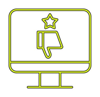 Kötü İnceleme simgesi, vektör illüstrasyonlu basit ekran