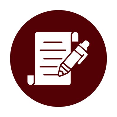 Kalem simgesi ve vektör illüstrasyonlu kağıt sayfası 