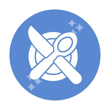 bıçak ve çatal tabakta, yemek ikonu, vektör illüstrasyonu  