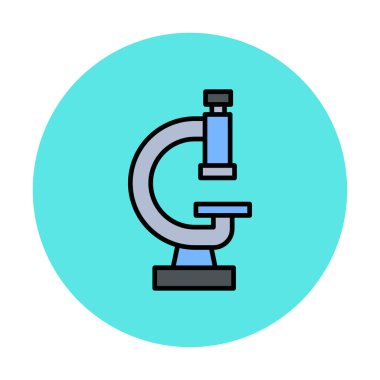 Düz mikroskop. Web simgesi vektör illüstrasyonu