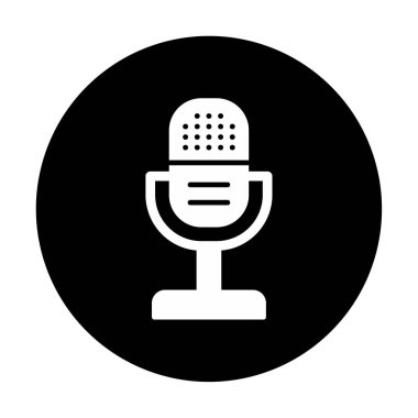 mikrofon simgesi uzun mavi arkaplanda izole edildi.