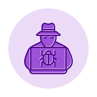 Basit Bilgisayar Hacker simgesi, vektör illüstrasyonu