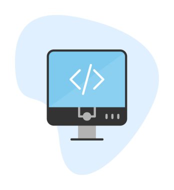 Kodlama. Web simgesi basit illüstrasyon                  