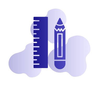 Kalem ve cetveli satırı simgesi, vektör çizim