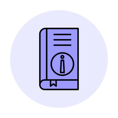 Basit Kitap Bilgileri simgesi, vektör illüstrasyonu