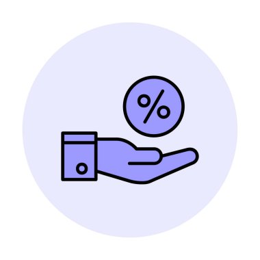 Basit el tutma oranı simgesi, indirim konsepti, vektör illüstrasyonu